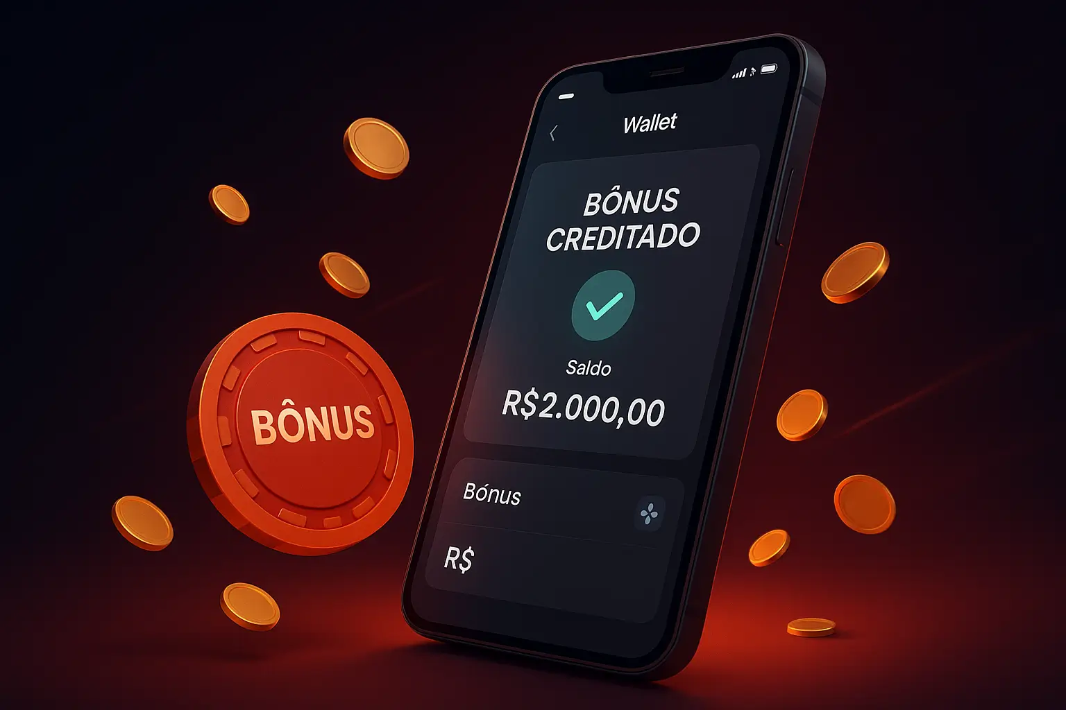 Wallet UI at voucher chip para sa casino bonuses