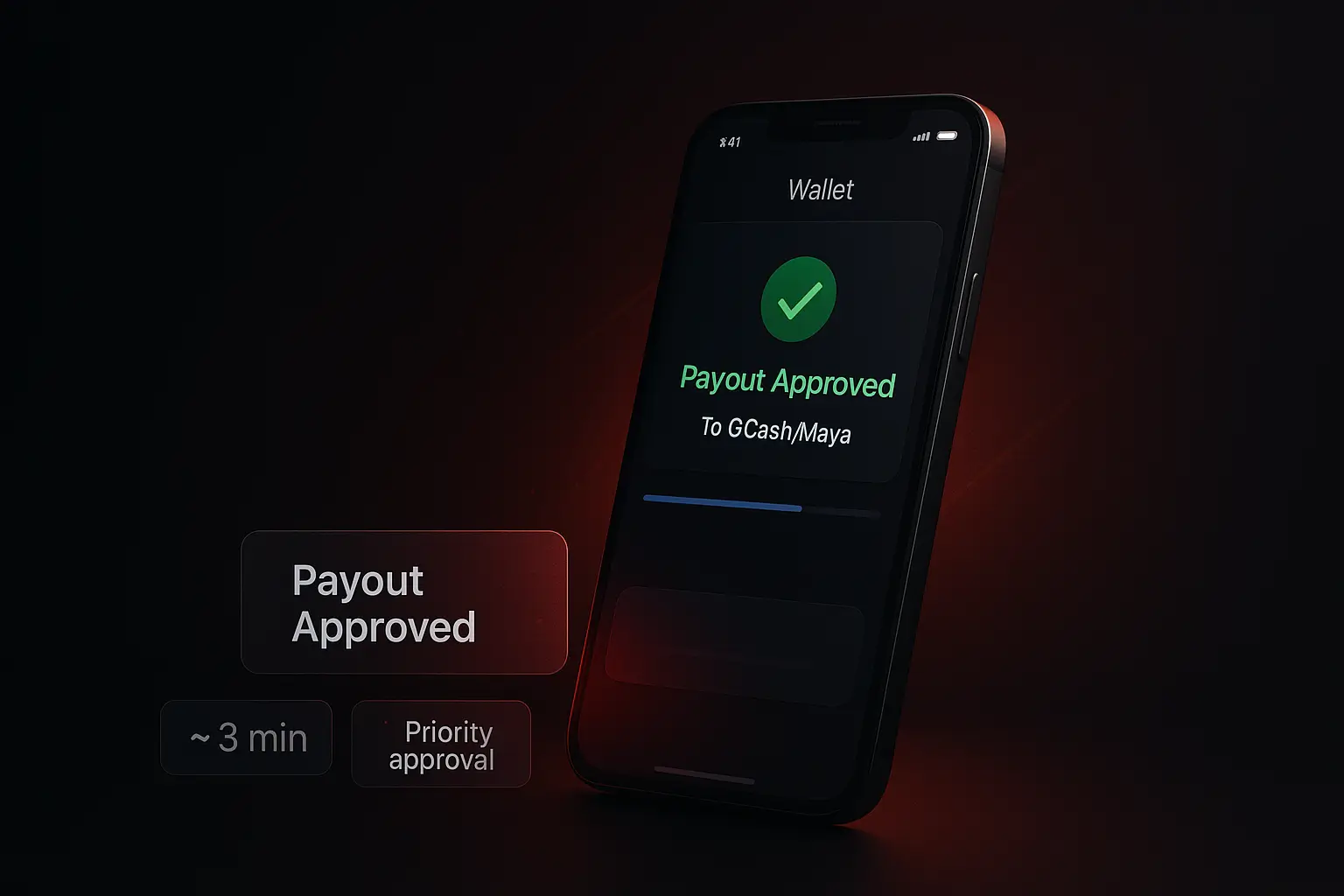Wallet UI na may ‘payout approved’ at mabilis na pag-apruba